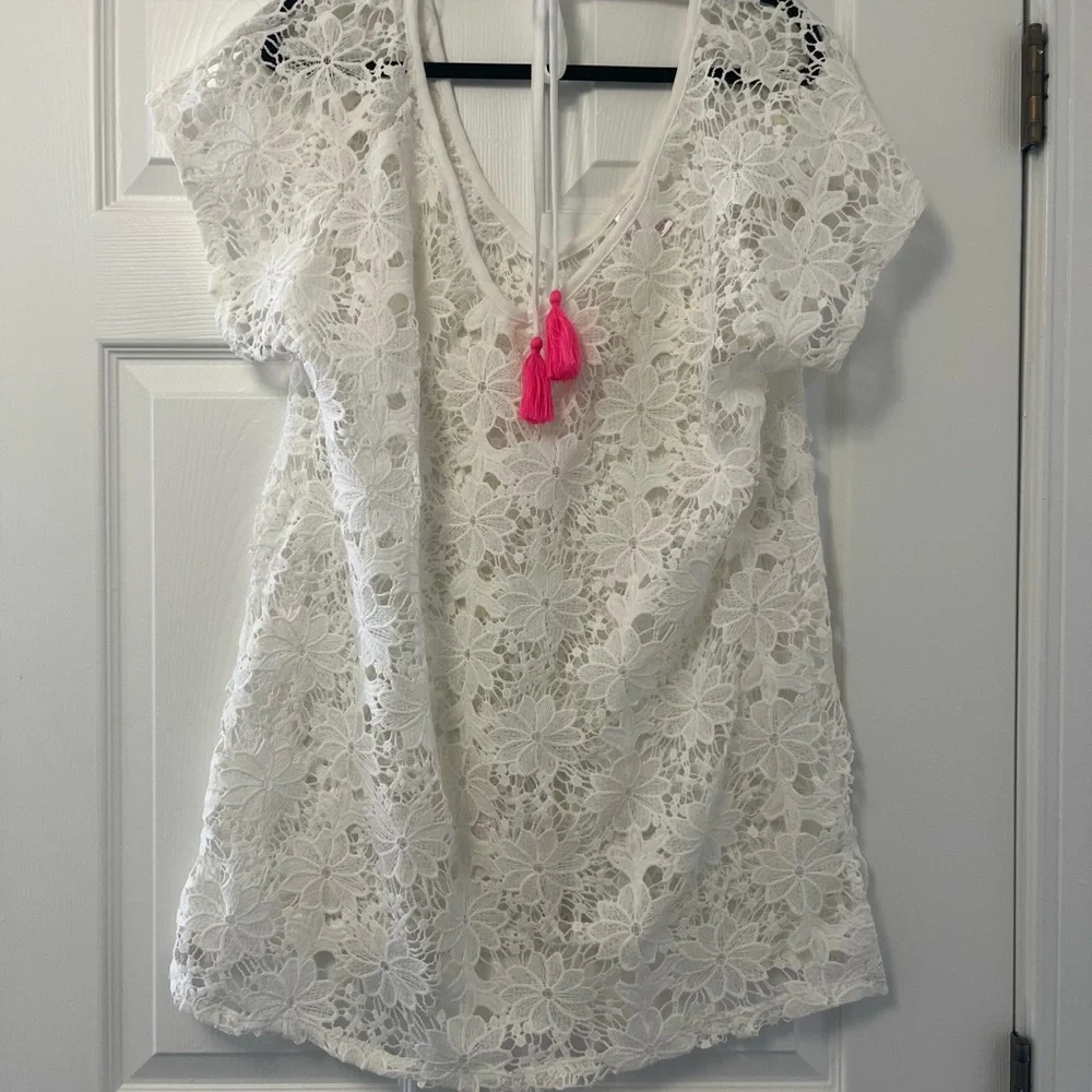 🤍 White Lace Pool/Swim Suit Cover, Size L - Picture 1 of 4